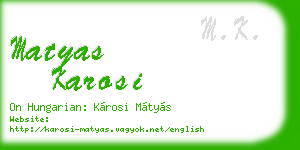 matyas karosi business card