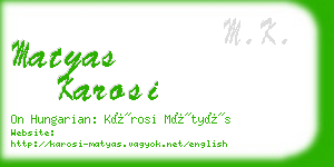 matyas karosi business card